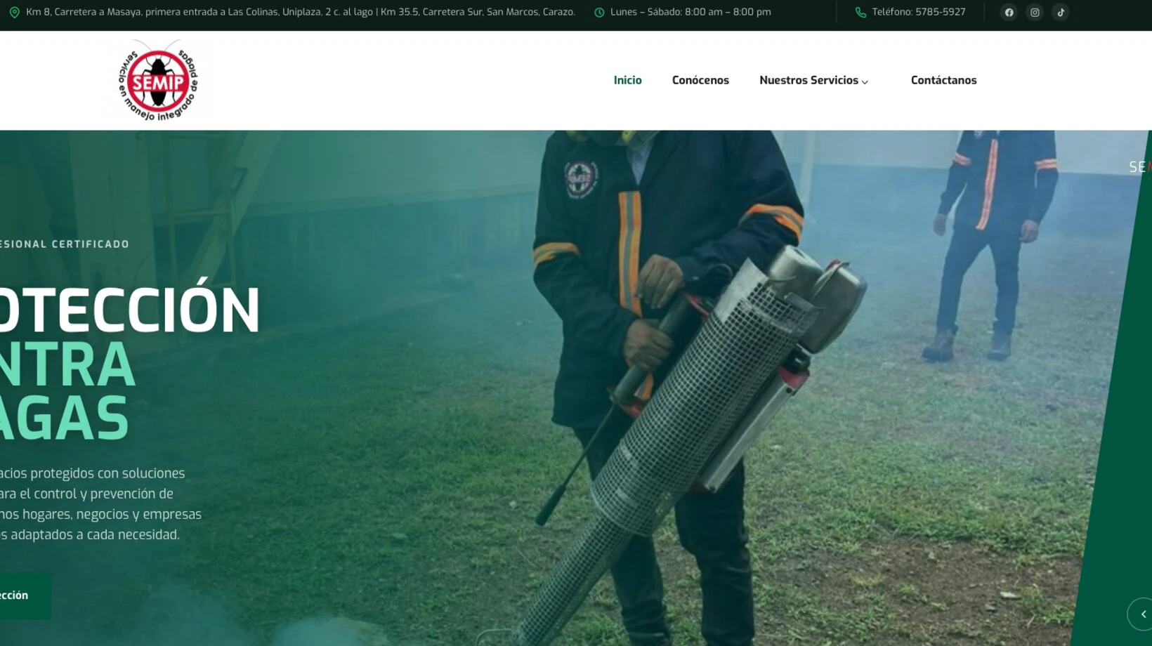 Captura del sitio web de Semip Nicaragua